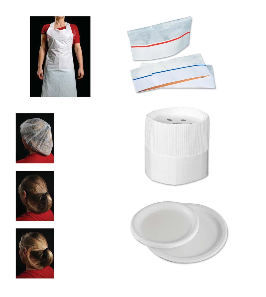 663-003 663-002 663-001 Disposable poly aprons Sanitary cap fabric top White bonnets 652-001 Paper chef