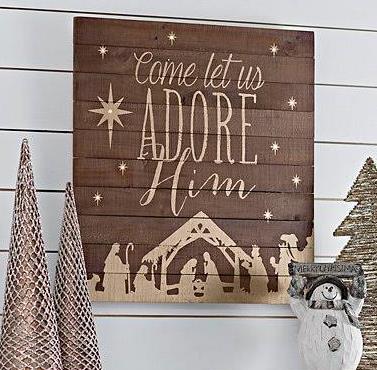 My suggestion is call your local Kirklands and ask them for the very large Christmas Gold Glittery sign that looks like shiplap and has a white frame.