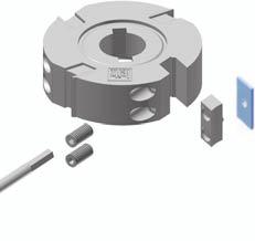Pre / finishing edge triing cutter cutterhead design To trim edgebandings on horizontal spindles or for bevelling with inclined