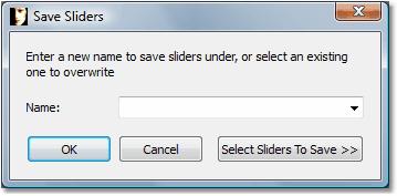 50 3.3.3 Portrait Professional 9 Save Sliders To bring up this dialog, press the SAVE SLIDERS button in the Saved Sliders Controls.