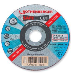 Cutting disc INOX Profi Plus (125 x 1 x 22) 071534D Grinding/Cutting disc INOX Safe Cut (115 x 2 / 1 x 22) 071551D Grinding/Cutting disc INOX Safe Cut (125 x 2 / 1 x 22) 071552D Grinding/Cutting disc