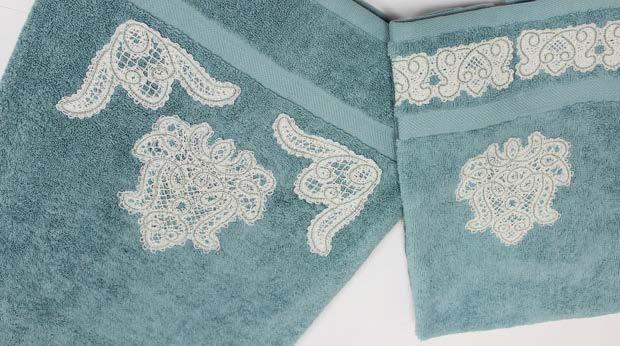 Battenburg Lace Towel Sets Add a stylish look to your towels with Battenburg lace embellishments.