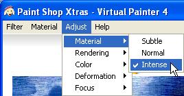 Using the Adjust Menu 1. In the Virtual Painter 4 dialog (shown on a previous page), click the Material menu. 2.