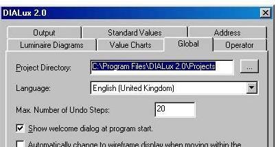 dialog box Save "Project Directory" DIALux " DIALux