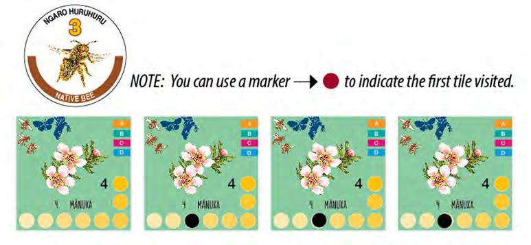 GAME MECHANICS PICKING UP AND DROPPING OFF POLLEN Visit one tile of the chosen species and pick up pollen grains.