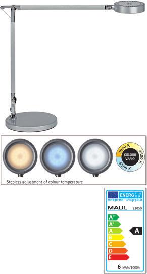 DESK LUMINAIRES LED Desk Luminaire MAULgrace colour vario, dimmable High-quality design desk luminaire with double arm Flexible: stepless adjustment of the colour temperature, the illuminance can be