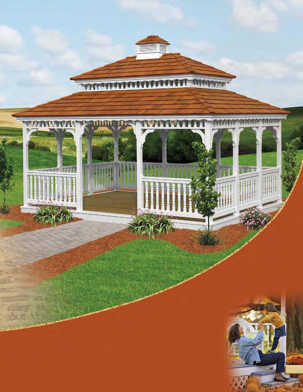 seasons unfold from the comfort of your gazebo 12' x 16' New England Style Cupola Pagoda Roof