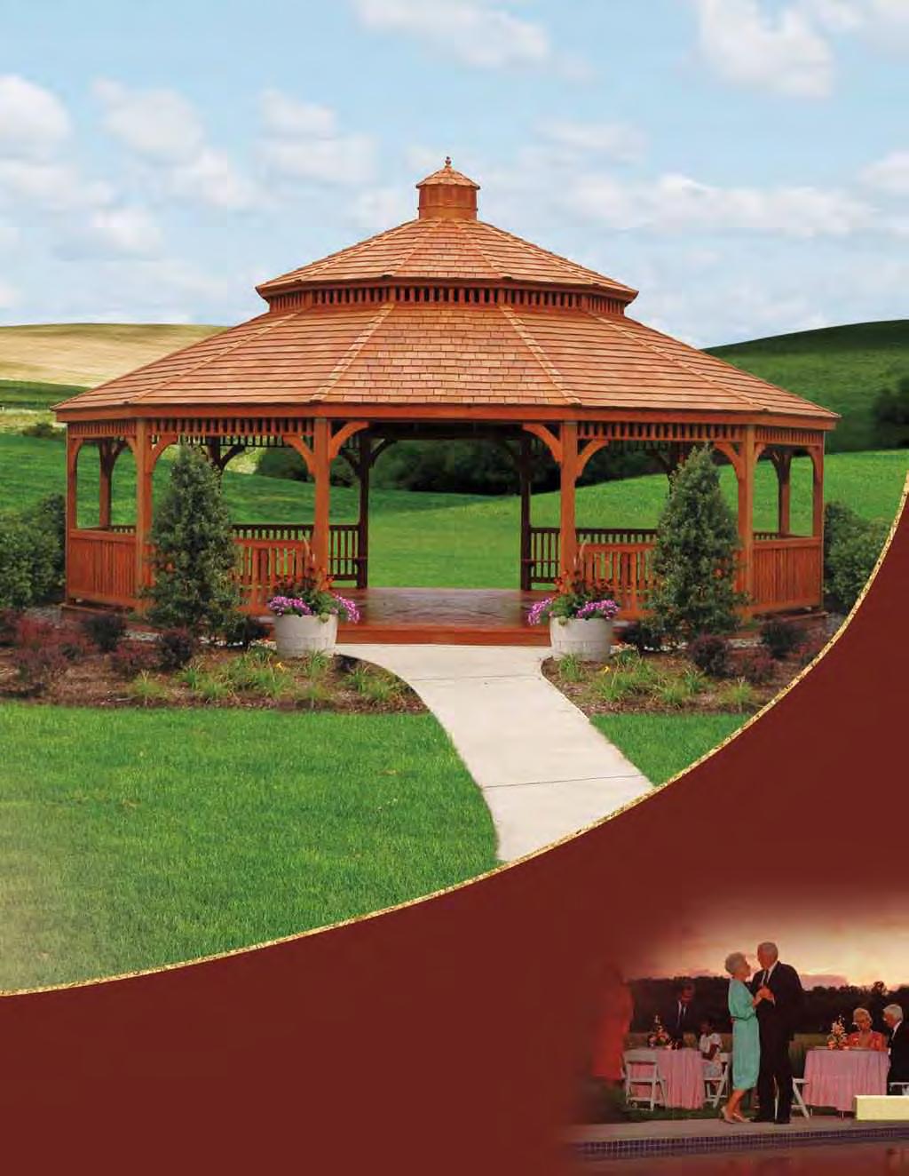 that fits the grandeur of your landscape 30' Dodecagon Dutch Style Cupola Pagoda Roof Cedar Stain