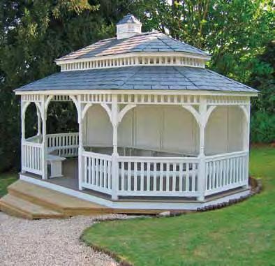 12' x 20' Dutch Style Cupola Pagoda Roof Benches Privacy Panels Painted White Rubber Slate 2x4