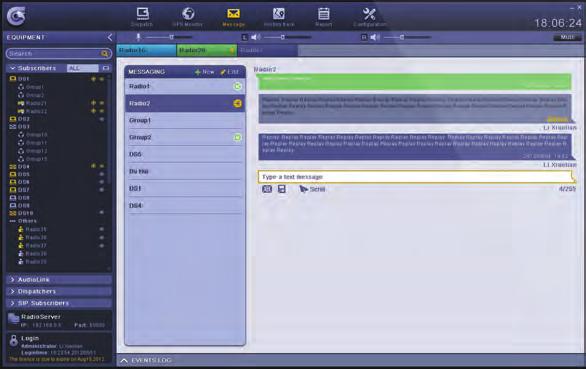 Product Features Text Messaging Dispatchers are able to send / receive DMR standard text messages.