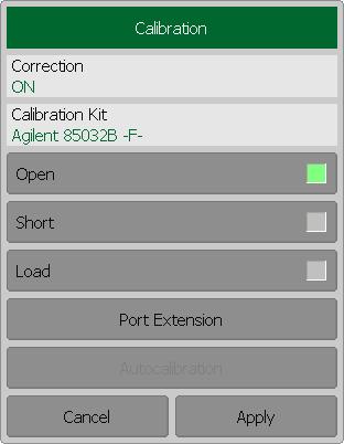 CALIBRATION AND CALIBRATION KIT To perform reflection normalization use the following softkey in the left menu bar Calibration.