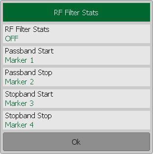 MEASUREMENT DATA ANALYSIS To enable/disable the RF filter statistics function,