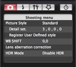 Click the [ ] button. The [ menu] appears. Click the required setting and specify each one. menu Available settings are displayed for the camera that is connected.
