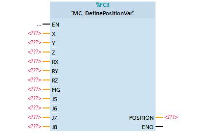 Figure 3-46: Defining Cartesian position in the current program Table 3-7: Inputs of the "MC_DefinePositionVar" function Inputs Description X, Y, Z Position on the axes of the active coordinate