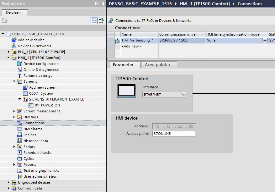 Figure 3-55: HMI connection Check the configured access point of