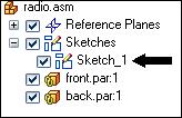 Activity: Creating parts from Assembly Sketches Edit the assembly sketch and observe changes Now that two parts are created that are driven by the assembly sketch, edit the assembly sketch to observe