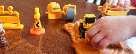 Play Dough & Trucks play dough (made or bought) toy trucks or other toys Get out the play dough!