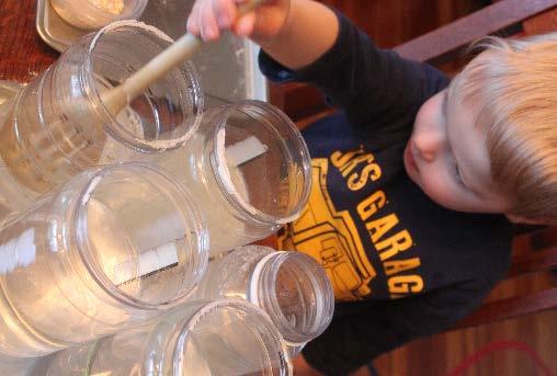 See What Dissolves clear jars water spoons pantry items (spices, etc) Fill a bunch of clear jars half full with water (peanut butter jars work great, but