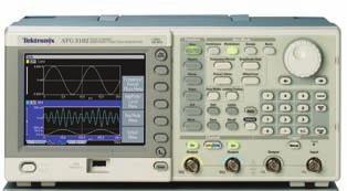 Signal Generators Signal Generators AFG3000 Series Bandwidth 240 MHz, 100 MHz, 25 MHz, 10 MHz Channels Memory Depth Standard Waveforms Modulation Additional Modes Connectivity 1 or 2 (independent or