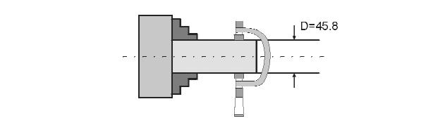 c) Measure the workpiece by a caliper (the measured diameter of the workpiece is for