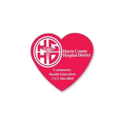 Heart Die Cut Shape Magnet White vinyl material, 0.02 thickness with full color imprint. Custom shapes available.