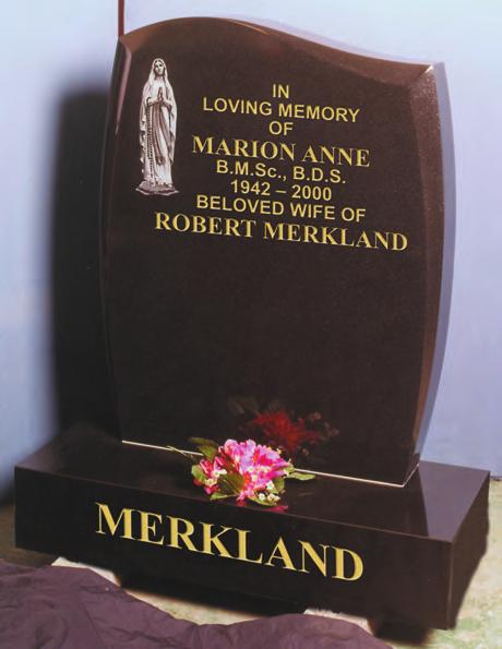 2 3 x 2 2 1,300 MERKLAND All polished low maintenance black granite memorial with