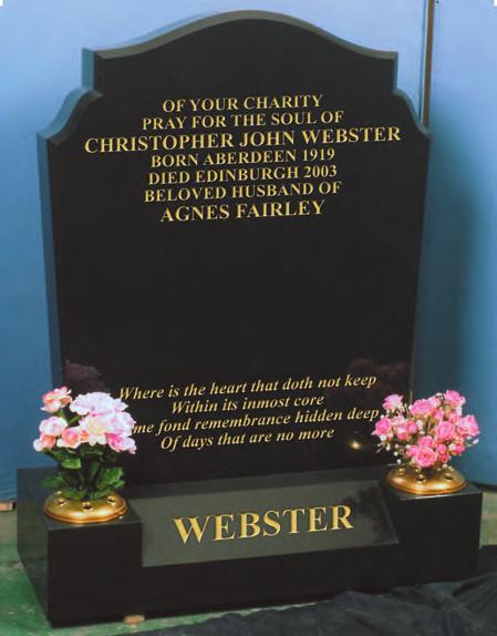 WEBSTER An attractive all polished low maintenance black granite memorial which