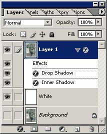The Styles you choose will appear on the Layer in the Layers Palette i.e. Drop shadow, Inner shadow.