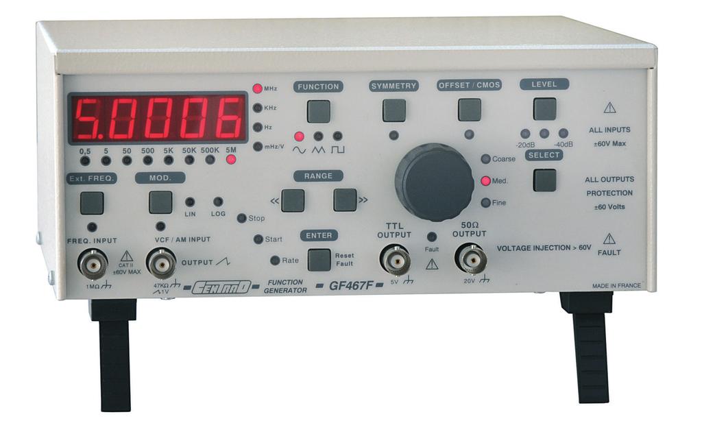 FUNCTION GENERATOR EAN CODE : 3760244880468 5 MHZ+RS232++(USB or LAN)* GF 467F COMPLETE : Reciprocal frequency counter 50 MHz.