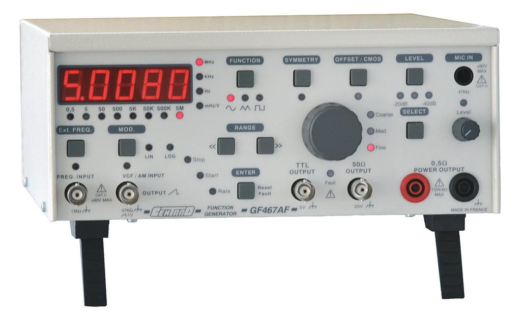 FUNCTION GENERATOR EAN CODE : 37602448800475 5 MHZ + AMPLI + RS232 + + (USB or LAN)* GF 467AF COMPLETE : Reciprocal frequency counter 50 MHz.