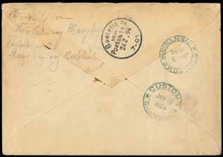 ) envelope to Germany bearing 1885 rough perf. 12½ 3ca. mauve, cancelled by Tientsin seal in black, Customs/Tientsin double-ring origin d.s. of Jan 3 1894 and Customs/Shanghai double-ring transit d.s. of Jan 15 1894, both in blue on reverse, in combination with Germany Eagle 20pf.