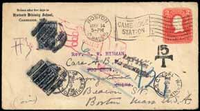 postal stationery envelope to Foochow (arrival) via Shanghai with Shanghai China/U.S. Postal Sta. Rec d. and Shanghai bilingual c.d.s. (18.