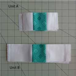 From your remaining jelly roll strips, cut each strip in to two (2) pieces 9 inches long and two (2) pieces 13