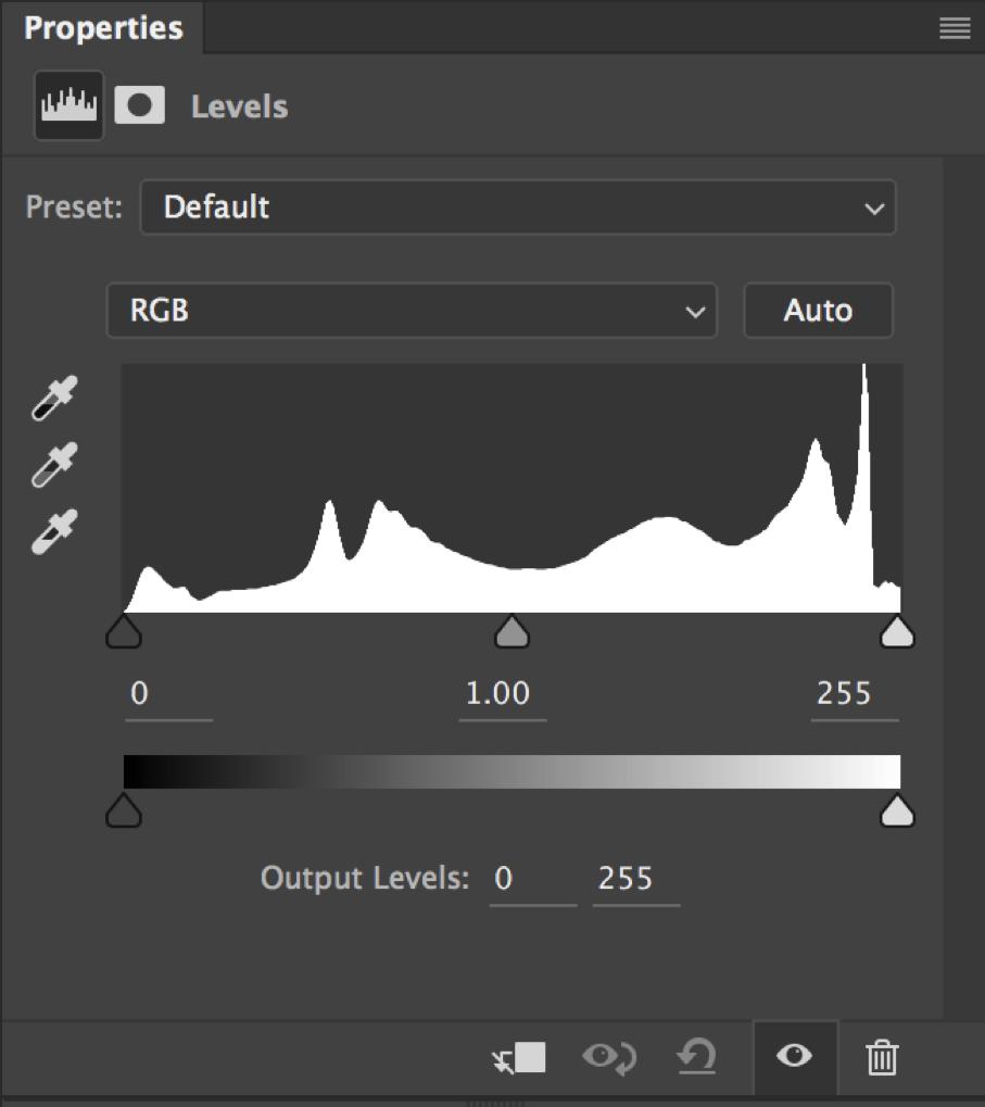 Levels [a.k.a. Histogram] This mountainous profile of information is a graph that interprets the distribution of tone throughout an image.