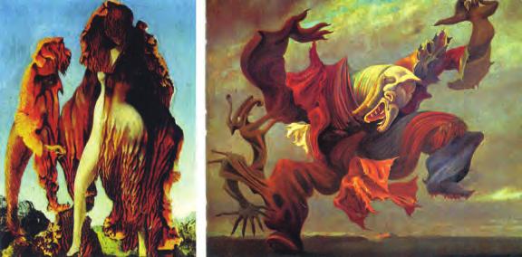 Figure 2. Left: Max Ernst, Wizard Woman, 1941. Right: Max Ernst, The Angel of the Home or the Triumph of Surrealism, 1937.