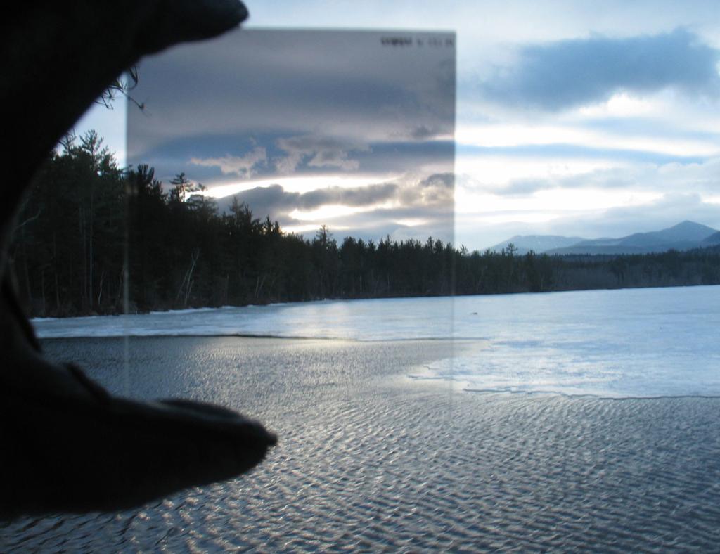 A GND filter held up to the horizon.