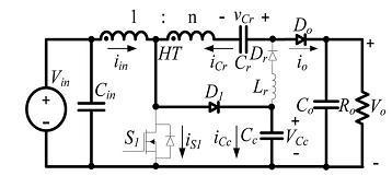 Cc, Cr, L r, and Dr ; L r is a resonant inductor, which operates in the resonant mode; and Dr is a diode used to provide an unidirectional current flow path for the operation of the resonant portion