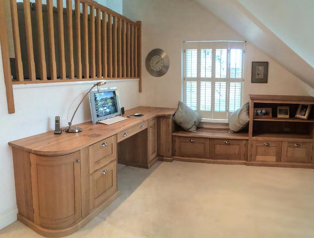 Our design will reflect your particular needs and when we craft it your office will be unique to you and your home. As with all our fitted furniture there is a 25 year guarantee for the cabinetry.
