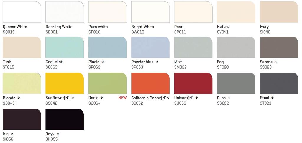 Products Sheet colours Staron has a variety of colours.