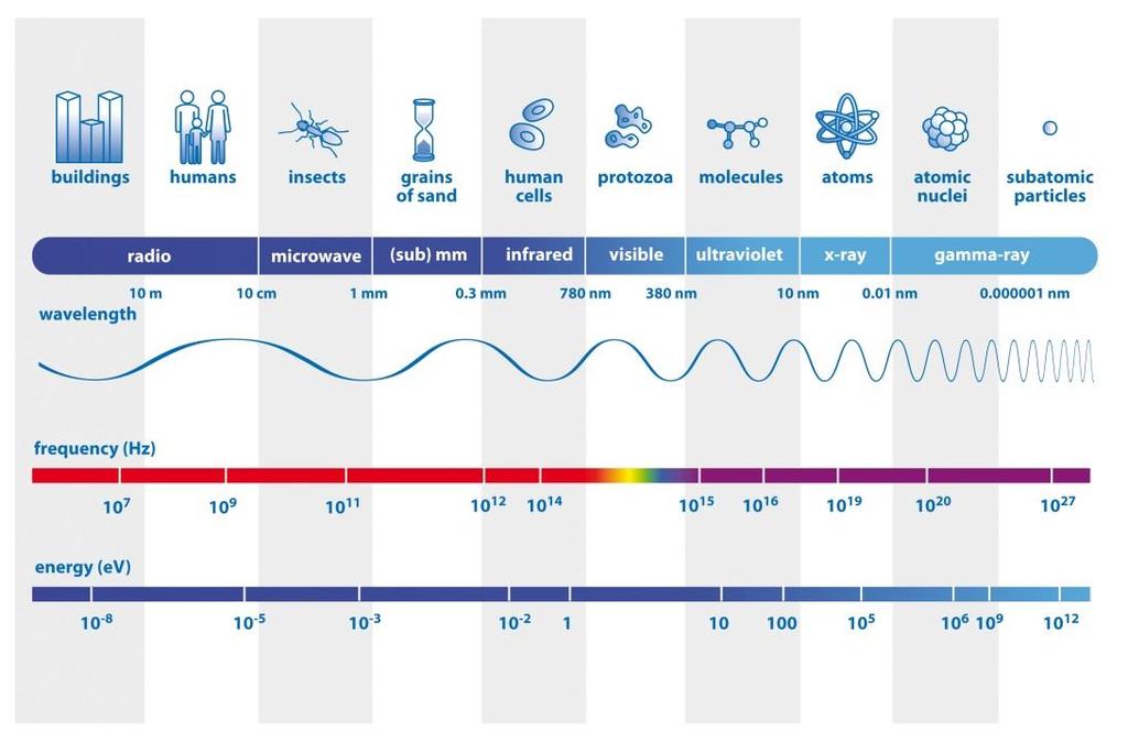 The electromagnetic spectrum Continuous range of electromagnetic radiation from radio