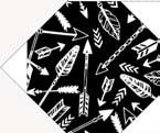 Repeat step 7 with the B template and the fabrics below to cut 120 octagons: - Cut 8: Birds-Black - Cut 16: Triangle Stripe-Black - Cut 24 from each: Spiral Abstract-Black, Star Floral-,