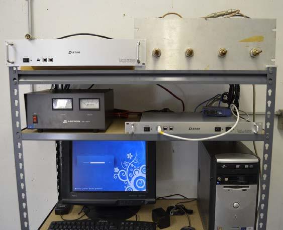 Components of a D-STAR Repeater 70cm RF module Icom RP-4000V 70cm duplexer Router Linksys WRT-54G-TM Running