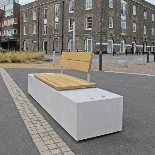 Fixing points are pre-fitted to all concrete plinths, regardless of whether or not they are all needed in the initial assembly, thereby allowing seat platforms to be easily repositioned or replaced