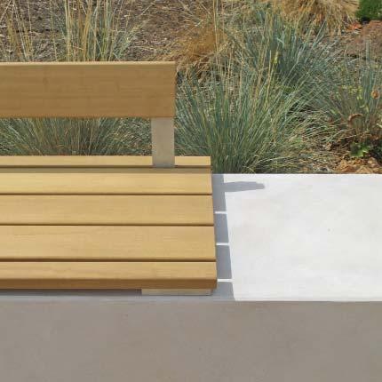 seating walls comprising multiple seats / benches, adjacent concrete plinths can be directly abutted and seating platforms can be designed to bridge across adjoining concrete plinths.
