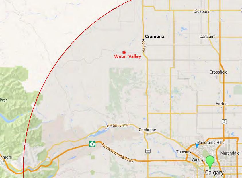 65 km NW of Calgary Count Circle centre Facilities gas, coffee, washrooms in Water