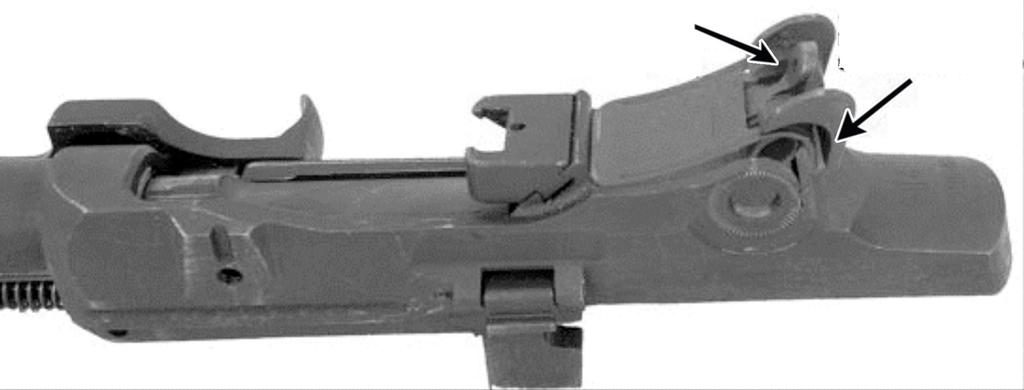 DISASSEMBLY OF THE M14/M1A APERTURE PLACE THUMB HERE, PUSH UP AND FORWARD 7.