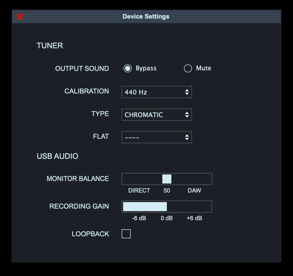 Changing tuner settings 1. Edit. OUTPUT SOUND Setting BYPASS MUTE Explanation Effects are bypassed and the guitar sound is output. The guitar sound is not output.