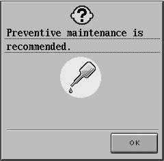 Machine Maintenance Your machine has been updated to display the following message when maintenance is suggested: Once this message appears, it is recommended to take your machine to an Authorized