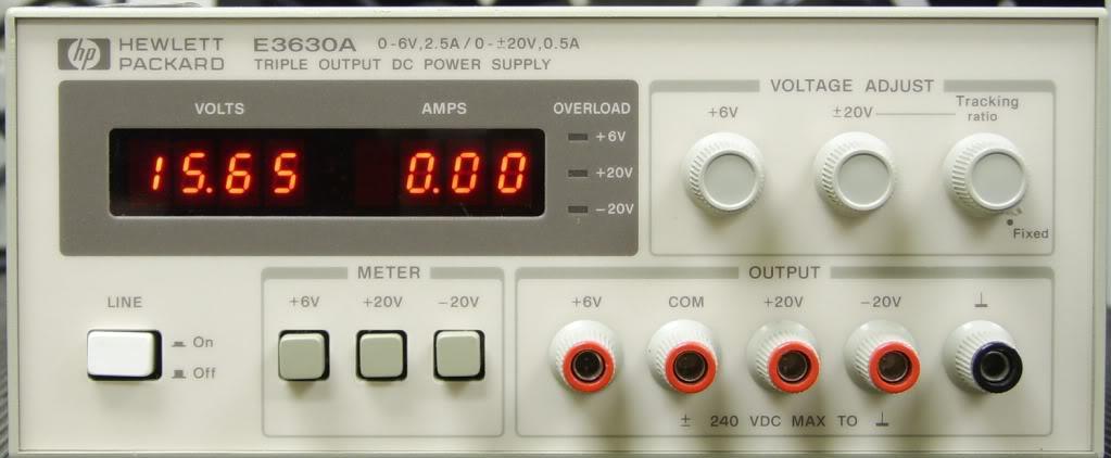 10 DC POWER SUPPLY, OHM S LAW, CURRENT MEASUREMENT, AND RESISTOR COMBINATIONS Figure 2.1: Agilent E3630A DC power supply. 2. Set the function to +20V. Adjust the voltage to +8 volts.