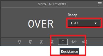 2. Configure the DMM to take resistance measurements. First set the DMM measurement mode to Resistance.